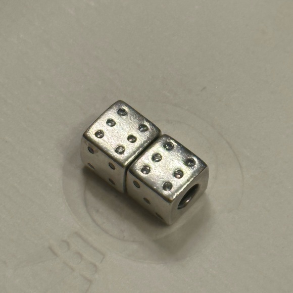 1 Authentic Retired Pandora Sterling Silver & Clear CZ Die Dice Charm - Picture 2 of 4